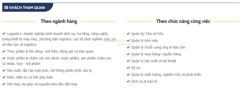 Khách tham quan Triễn lãm VILOG 2024 có thể đến từ nhiều ngành nghề và từ nhiều vị trí công việc khác nhau | Singhang logistics